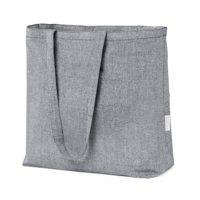 Bolsa algodón reciclado asas largas 140 g/m2 color gris oscuro segunda vista