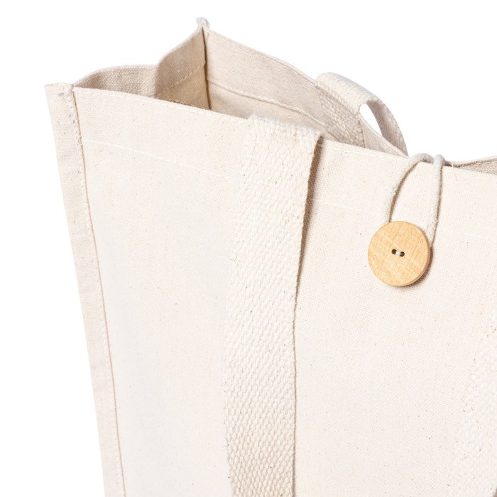 Bolsa de algodón con cierre de botón 310 g/m2 color natural cuarta vista