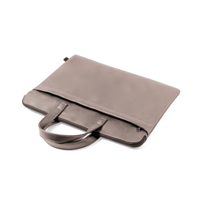 Portadocumentos de calidad de cuero reciclado color marrón quinta vista