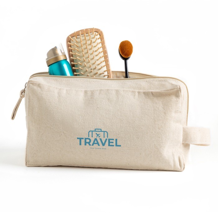 Neceser de lona en canvas con doble compartimento y asa incluida Neceser de lona en canvas con doble compartimento y asa incluida