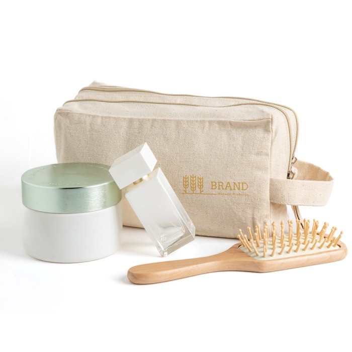 Neceser de lona en canvas con doble compartimento y asa incluida vista 2 Neceser de lona en canvas con doble compartimento y asa incluida vista 2