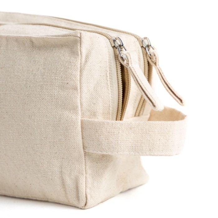 Neceser de lona en canvas con doble compartimento y asa incluida Neceser de lona en canvas con doble compartimento y asa incluida
