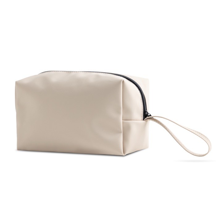 Neceser de cuero sintético con bolsillo principal con cremallera color beige vista 1