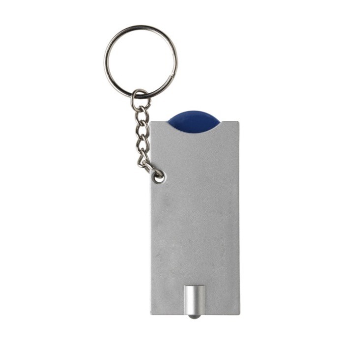 Llavero con linterna LED y moneda para coche de la compra color azul tercera vista Llavero con linterna LED y moneda para coche de la compra color azul tercera vista