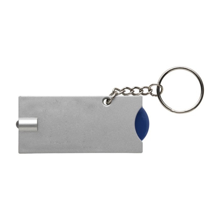 Llavero con linterna LED y moneda para coche de la compra color azul cuarta vista Llavero con linterna LED y moneda para coche de la compra color azul cuarta vista
