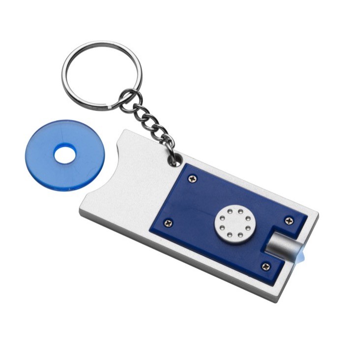 Llavero con linterna LED y moneda para coche de la compra color azul quinta vista Llavero con linterna LED y moneda para coche de la compra color azul quinta vista
