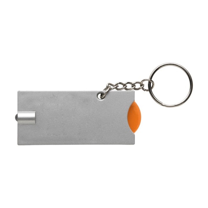 Llavero con linterna LED y moneda para coche de la compra color naranja primera vista Llavero con linterna LED y moneda para coche de la compra color naranja primera vista