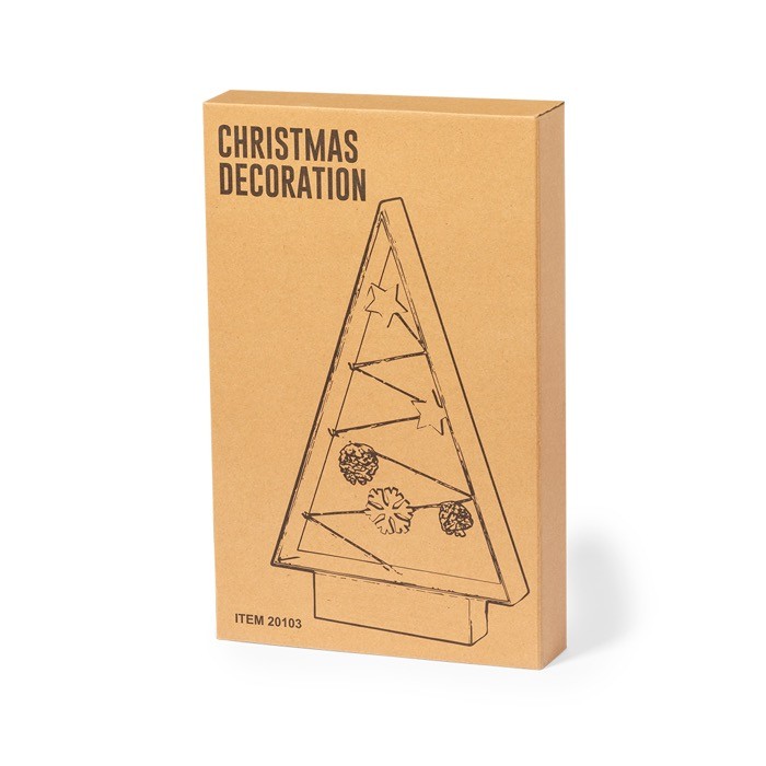 Árbol navideño de madera natural con un trenzado de luces LED color madera clara Árbol navideño de madera natural con un trenzado de luces LED color madera clara