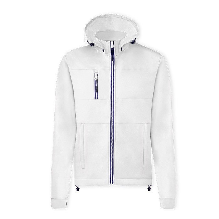 Chaqueta de soft shell con cuello alto e interior micropolar 300 g/m2 color blanco primera vista Chaqueta de soft shell con cuello alto e interior micropolar 300 g/m2 color blanco primera vista