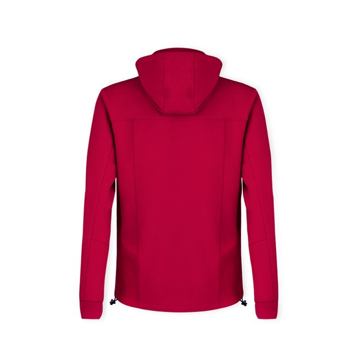 Chaqueta de soft shell con cuello alto e interior micropolar 300 g/m2 color rojo cuarta vista Chaqueta de soft shell con cuello alto e interior micropolar 300 g/m2 color rojo cuarta vista