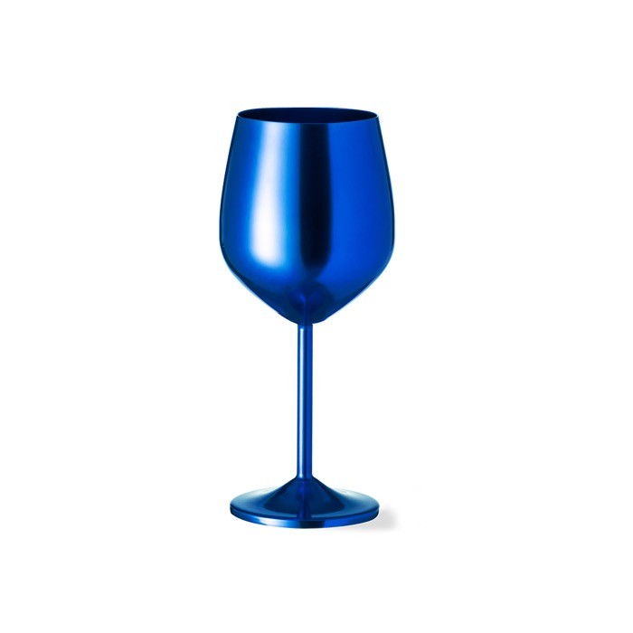 Copa de aluminio en colores metalizados con capacidad de 540ml color azul vista con logo Copa de aluminio en colores metalizados con capacidad de 540ml color azul vista con logo