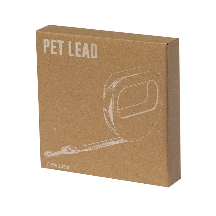 Cinta de paseo para mascotas con compartimiento para bolsas vista con caja