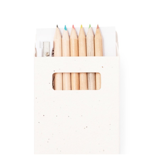 6 lápices de colores en caja de semillas con sacapuntas color natural cuarta vista 6 lápices de colores en caja de semillas con sacapuntas color natural cuarta vista