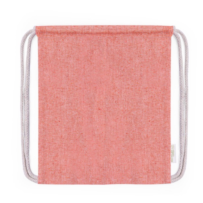 Mochila de cuerdas de 100% algodón reciclado para niños color rojo primera vista Mochila de cuerdas de 100% algodón reciclado para niños color rojo primera vista
