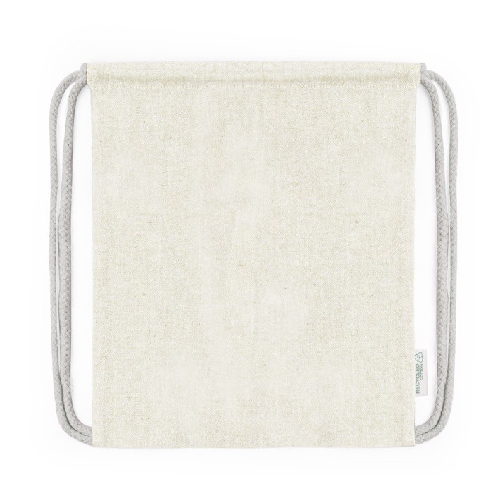 Mochila de cuerdas de 100% algodón reciclado para niños color natural primera vista Mochila de cuerdas de 100% algodón reciclado para niños color natural primera vista