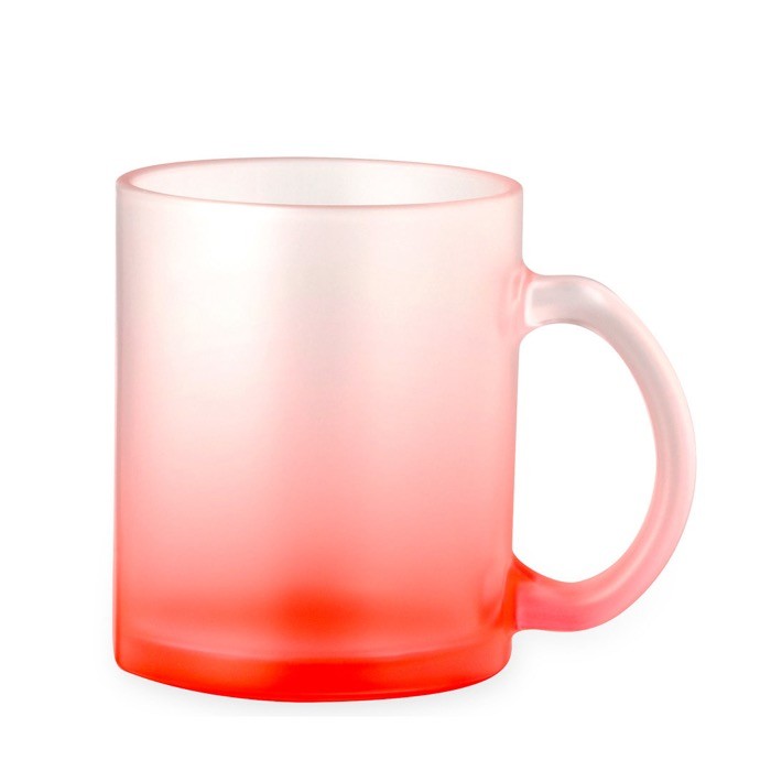 Taza de cristal con acabado mate en colores translúcidos 350ml color rojo primera vista Taza de cristal con acabado mate en colores translúcidos 350ml color rojo primera vista