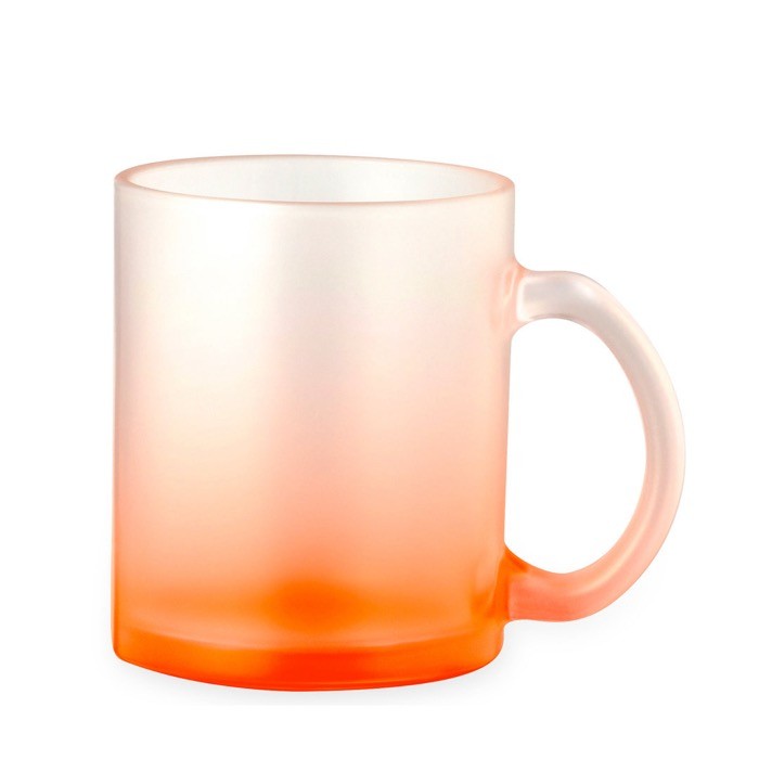 Taza de cristal con acabado mate en colores translúcidos 350ml color naranja primera vista Taza de cristal con acabado mate en colores translúcidos 350ml color naranja primera vista