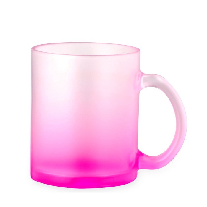 Taza de cristal con acabado mate en colores translúcidos 350ml color fucsia primera vista Taza de cristal con acabado mate en colores translúcidos 350ml color fucsia primera vista