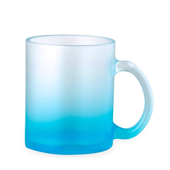 Taza de cristal con acabado mate en colores translúcidos 350ml color azul primera vista Taza de cristal con acabado mate en colores translúcidos 350ml color azul primera vista