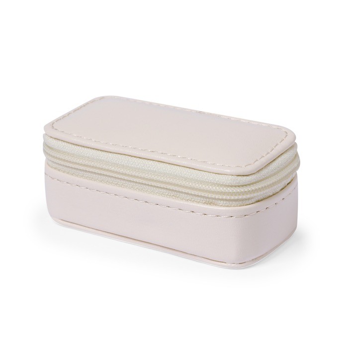 Joyero de polipiel en color natural con dos compartimientos cuarta vista Joyero de polipiel en color natural con dos compartimientos cuarta vista