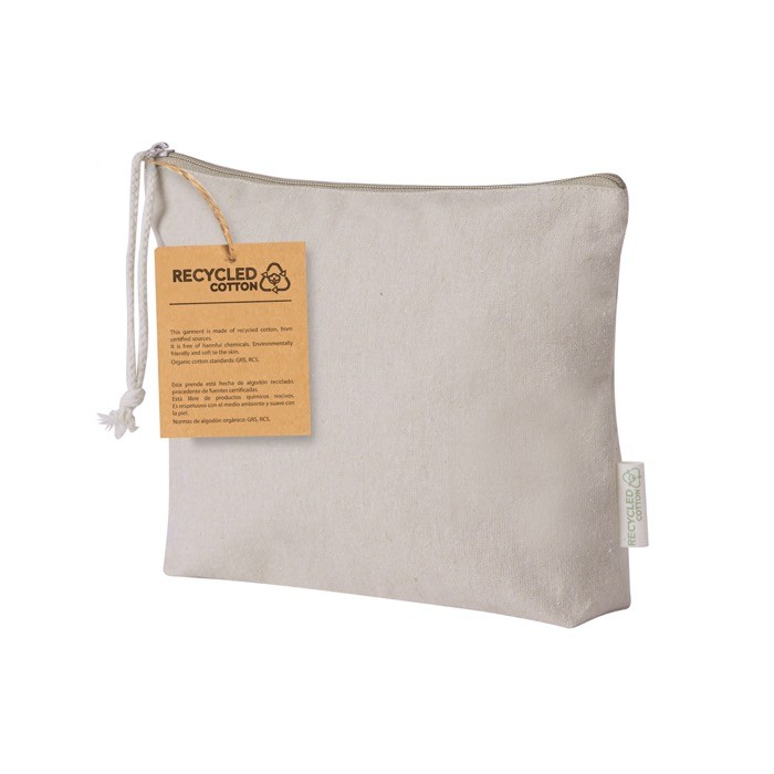 Neceser de 100% algodón reciclado en tono natural con asa a juego segunda vista Neceser de 100% algodón reciclado en tono natural con asa a juego segunda vista