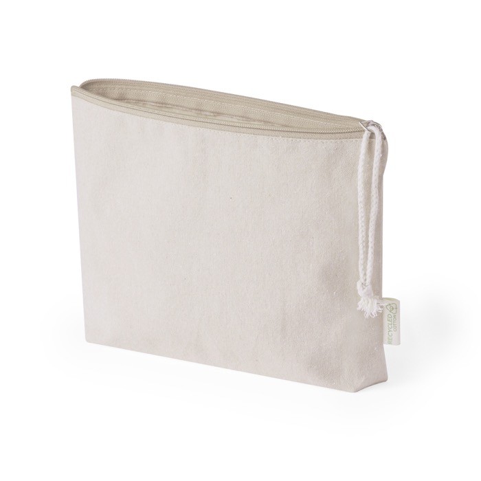 Neceser de 100% algodón reciclado en tono natural con asa a juego tercera vista Neceser de 100% algodón reciclado en tono natural con asa a juego tercera vista