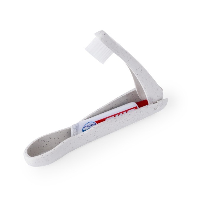 Cepillo de dientes plegable de caña de trigo con pasta de dientes cuarta vista Cepillo de dientes plegable de caña de trigo con pasta de dientes cuarta vista