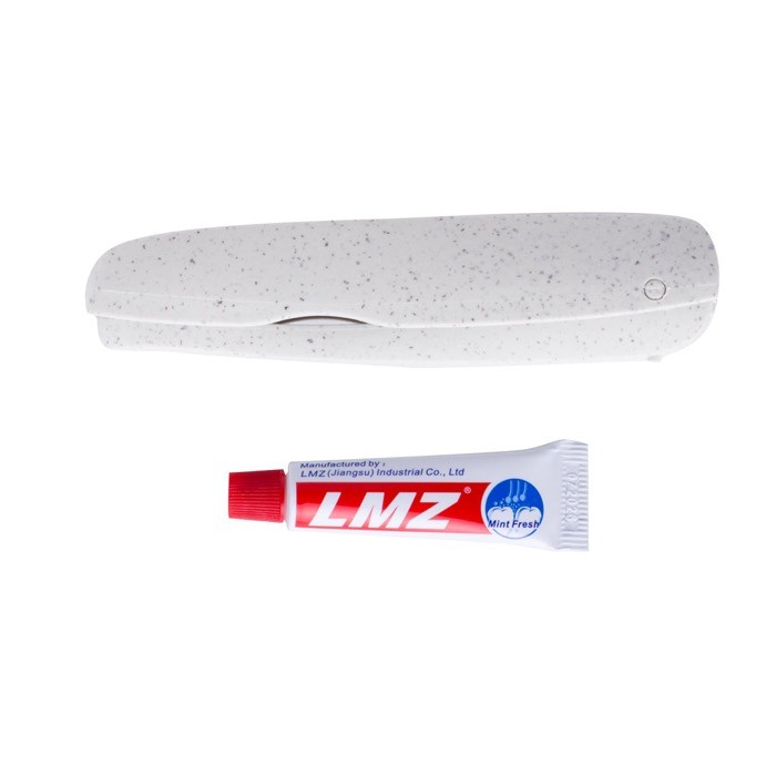 Cepillo de dientes plegable de caña de trigo con pasta de dientes color natural primera vista Cepillo de dientes plegable de caña de trigo con pasta de dientes color natural primera vista