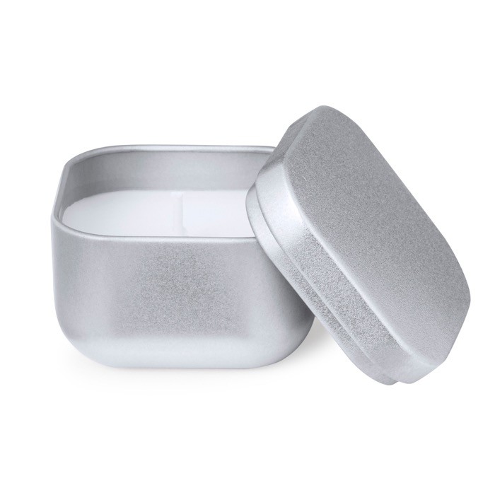 Vela con aroma a vainilla en tarro de metal de varios colores segunda vista