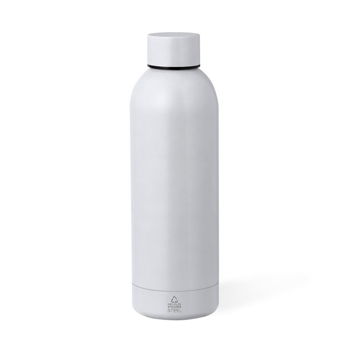 Botella de acero inox reciclado en colores metalizados 500ml color blanco primera vista Botella de acero inox reciclado en colores metalizados 500ml color blanco primera vista