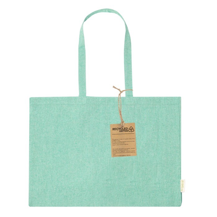 Bolsa de 100% algodón reciclado con asas largas 220g/m2 color verde primera vista