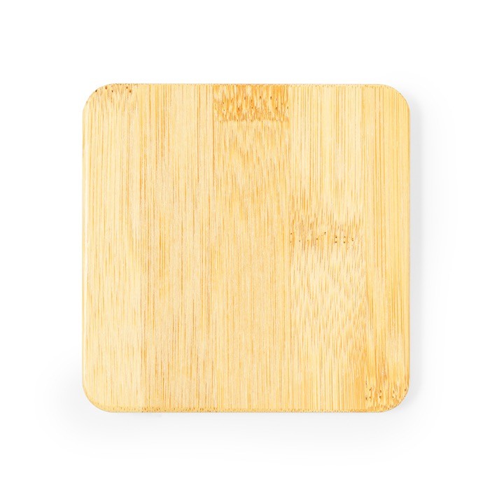 Posavasos cuadrado de bambú con abrebotellas en la esquina color madera cuarta vista Posavasos cuadrado de bambú con abrebotellas en la esquina color madera cuarta vista