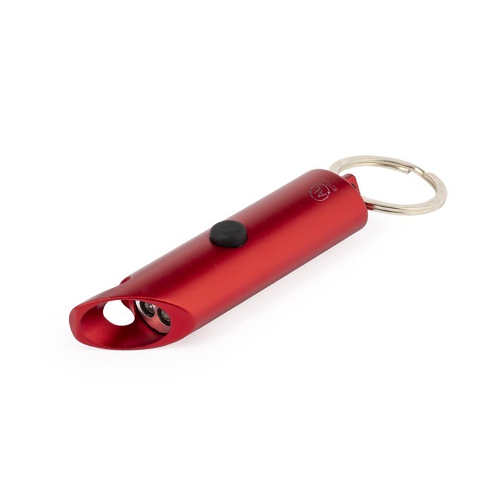 Linterna de aluminio reciclado con abridor y mosquetón a juego segunda vista Linterna de aluminio reciclado con abridor y mosquetón a juego segunda vista