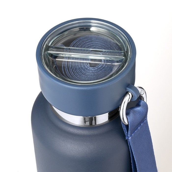 Termo acero inox de 500ml con vaso de 300ml y asa de transporte cuarta vista Termo acero inox de 500ml con vaso de 300ml y asa de transporte cuarta vista