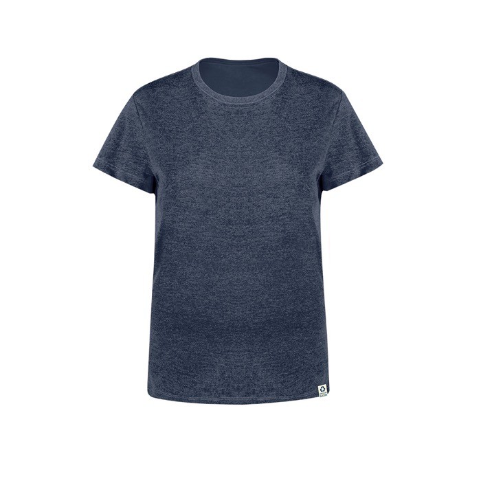 Camiseta de algodón reciclado y RPET para mujer 150 g/m2 color azul marino primera vista