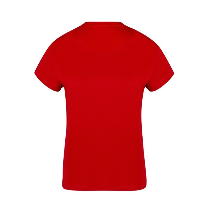 Camiseta para mujer de 100% algodón peinado Ring Spun 160 g/m2 color rojo cuarta vista Camiseta para mujer de 100% algodón peinado Ring Spun 160 g/m2 color rojo cuarta vista