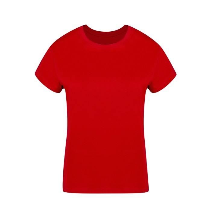 Camiseta para mujer de 100% algodón peinado Ring Spun 160 g/m2 color rojo primera vista Camiseta para mujer de 100% algodón peinado Ring Spun 160 g/m2 color rojo primera vista