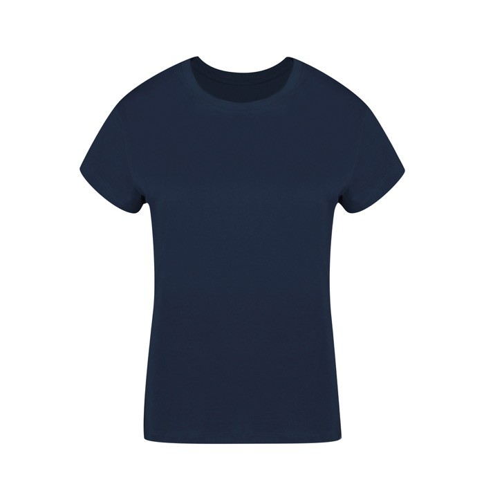 Camiseta para mujer de 100% algodón peinado Ring Spun 160 g/m2 color azul marino primera vista Camiseta para mujer de 100% algodón peinado Ring Spun 160 g/m2 color azul marino primera vista