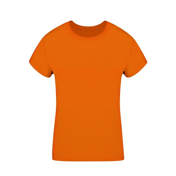 Camiseta para mujer de 100% algodón peinado Ring Spun 160 g/m2 color naranja primera vista Camiseta para mujer de 100% algodón peinado Ring Spun 160 g/m2 color naranja primera vista