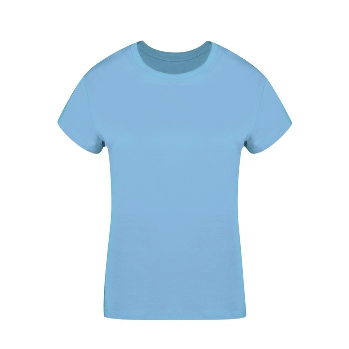Camiseta para mujer de 100% algodón peinado Ring Spun 160 g/m2 color azul claro primera vista Camiseta para mujer de 100% algodón peinado Ring Spun 160 g/m2 color azul claro primera vista