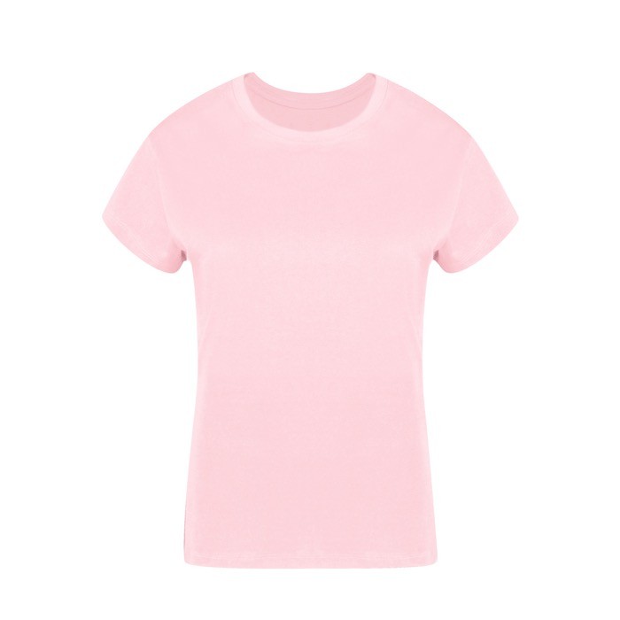 Camiseta para mujer de 100% algodón peinado Ring Spun 160 g/m2 color rosa primera vista Camiseta para mujer de 100% algodón peinado Ring Spun 160 g/m2 color rosa primera vista