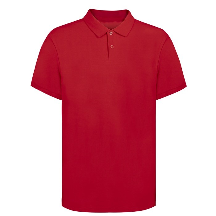 Polo unisex de 100% algodón peinado Ring Spun con 2 botones 220 g/m2 color rojo primera vista