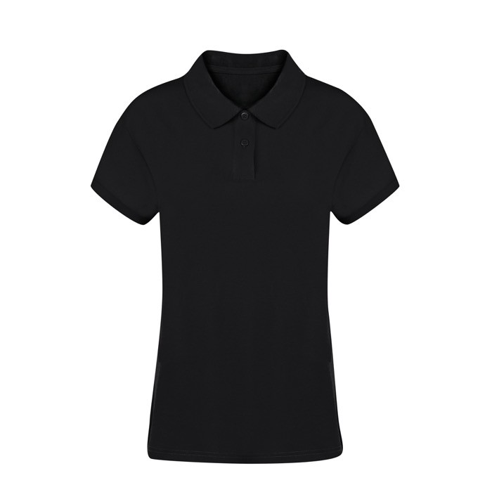 Polo para mujer 100% algodón peinado Ring Spun con 2 botones 220 g/m2 color negro primera vista