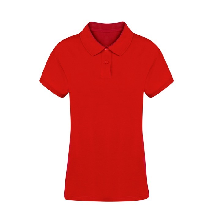 Polo para mujer 100% algodón peinado Ring Spun con 2 botones 220 g/m2 color rojo primera vista