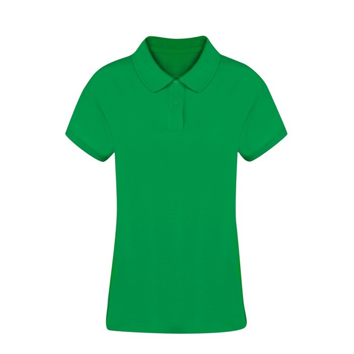 Polo para mujer 100% algodón peinado Ring Spun con 2 botones 220 g/m2 color verde primera vista
