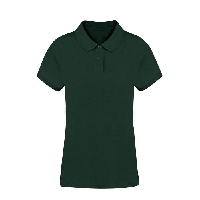 Polo para mujer 100% algodón peinado Ring Spun con 2 botones 220 g/m2 color verde oscuro primera vista