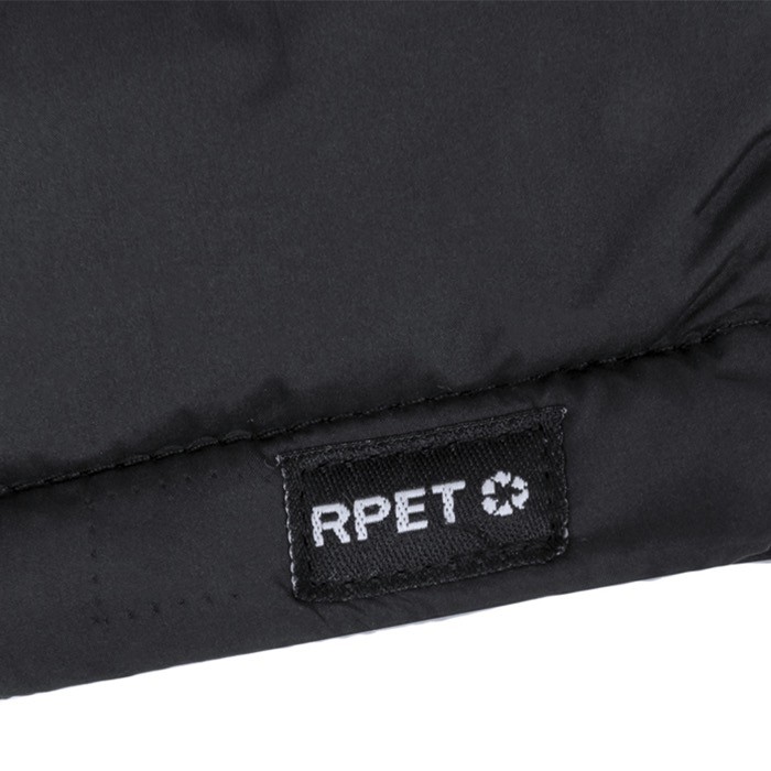 Chaleco de 100% RPET resistente al agua con capucha ajustable color negro quinta vista