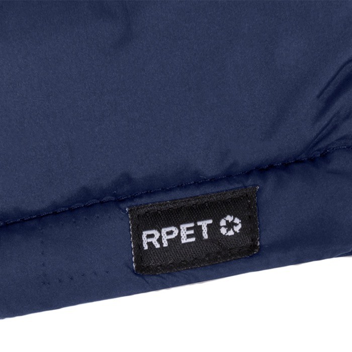 Chaqueta de 100% RPET resistente al agua con capucha ajustable color azul marino cuarta vista Chaqueta de 100% RPET resistente al agua con capucha ajustable color azul marino cuarta vista
