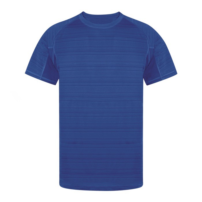 Camiseta técnica unisex de 100% poliéster con diseño a rayas 135 g/m2 color azul primera vista Camiseta técnica unisex de 100% poliéster con diseño a rayas 135 g/m2 color azul primera vista