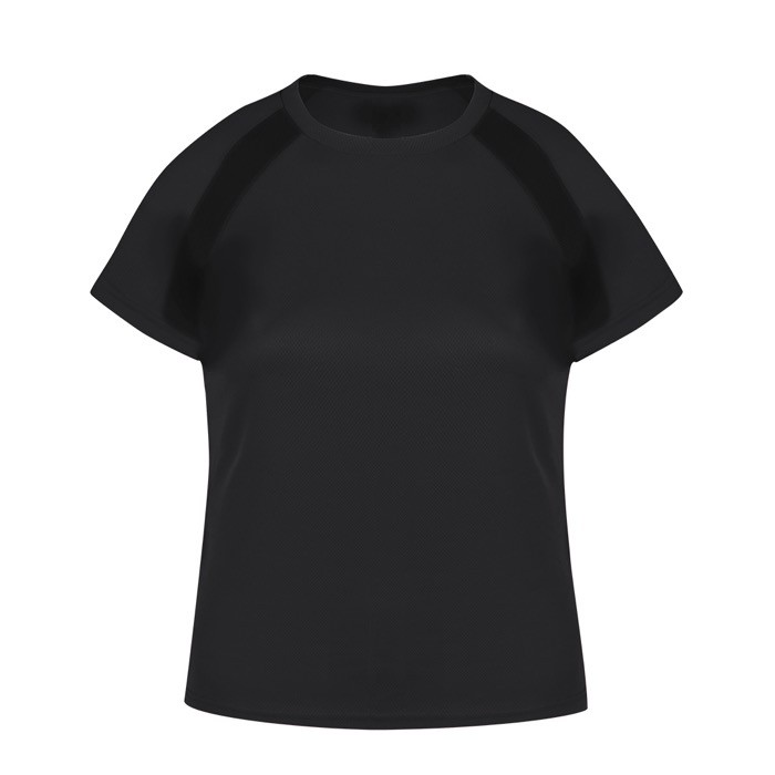 Camiseta técnica para mujer de 100% poliéster transpirable 135 g/m2 color negro primera vista